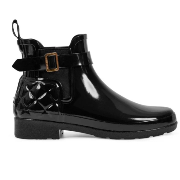 NEW Hunter Quilted Gloss Chelsea Rain Boots - Size 9 - Picture 1 of 14